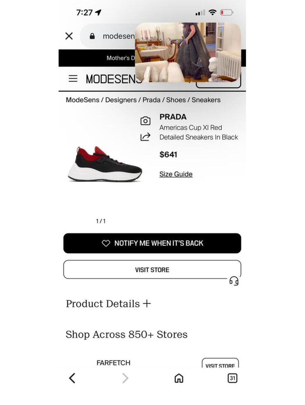Prada Black and Red Athletic Sneakers with White Sole - Picture 9 of 9